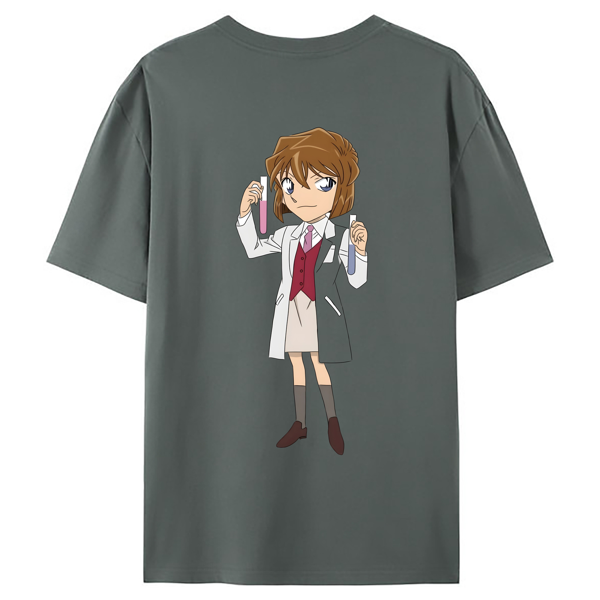 （画像用） 名探偵コナン 灰原 哀 はいばら あい Detective Conan Anita Hailey、Vi Graythorn Haibara Ai 綿100％ メンズ半袖Tシャツ（バックプリント） 通気性